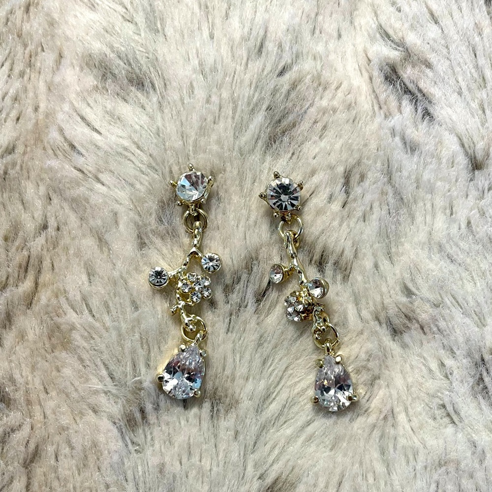 Gold and Crystal accent cherry blossom earrings